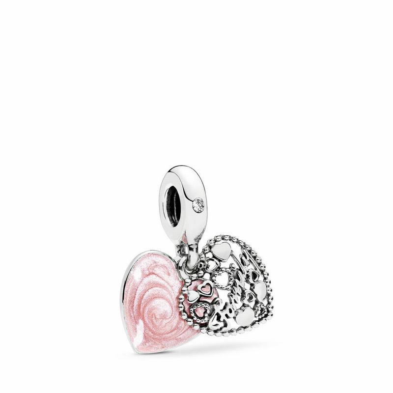 Pandora Love Makes A Family Dangle Charm - Sterling Silver/Enamel/Pink/Cubic Zirconia - Canada | JA6